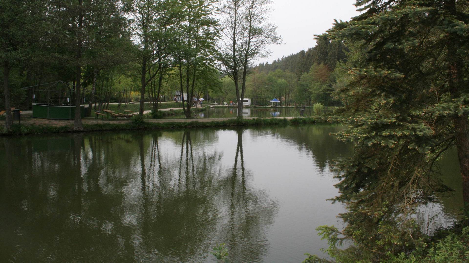  Ein Blick über die Forellenseen vom Angelpark Barweiler Mühle.